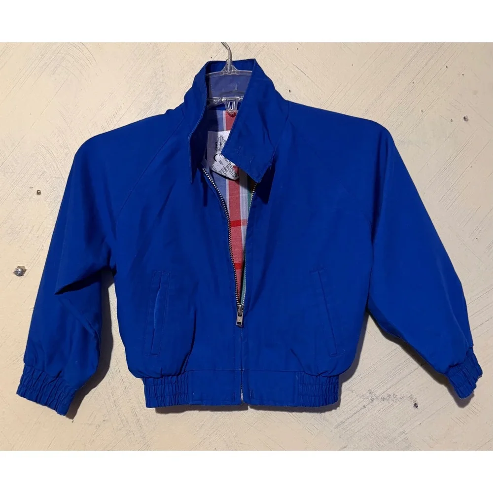 Vintage London Fog Blue Harrington Jacket Kids Size 3T Plaid Lined Windbreaker
